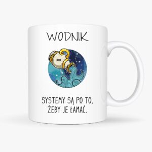 Kubek znak zodiaku Wodnik, astrologiczny kubek, prezent dla zodiakary, horoskop Wodnik.