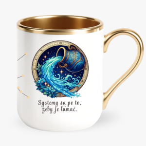 Kubek znak zodiaku Wodnik, astrologiczny kubek, prezent dla zodiakary, horoskop Wodnik.